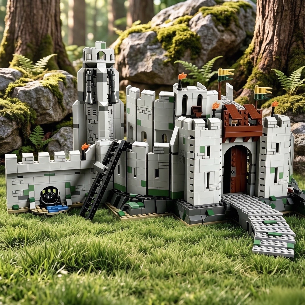 Vintage Collectible Ornaments - Medieval Castle Fortress DIY Assembly Model,