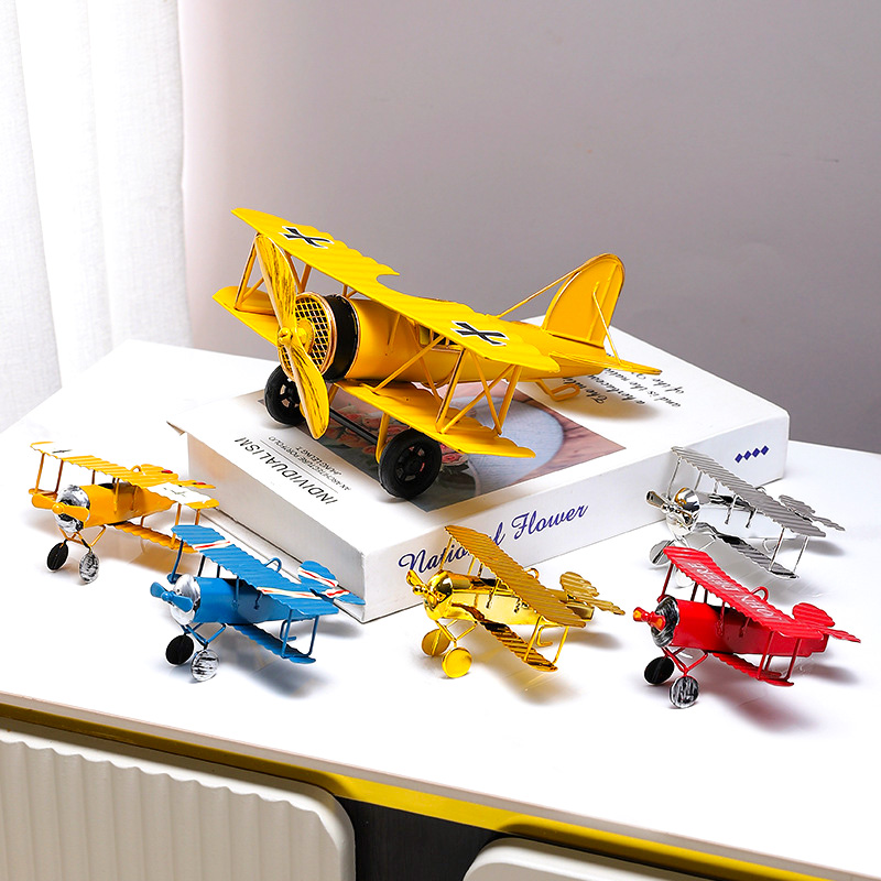 Vintage Collectible Ornaments - Vintage Metal Airplane Model Retro Iron