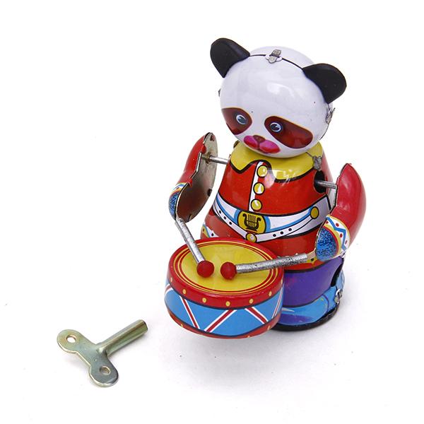 Vintage Collectible Figures - Wind Up Clockwork Panda Drummer Toy