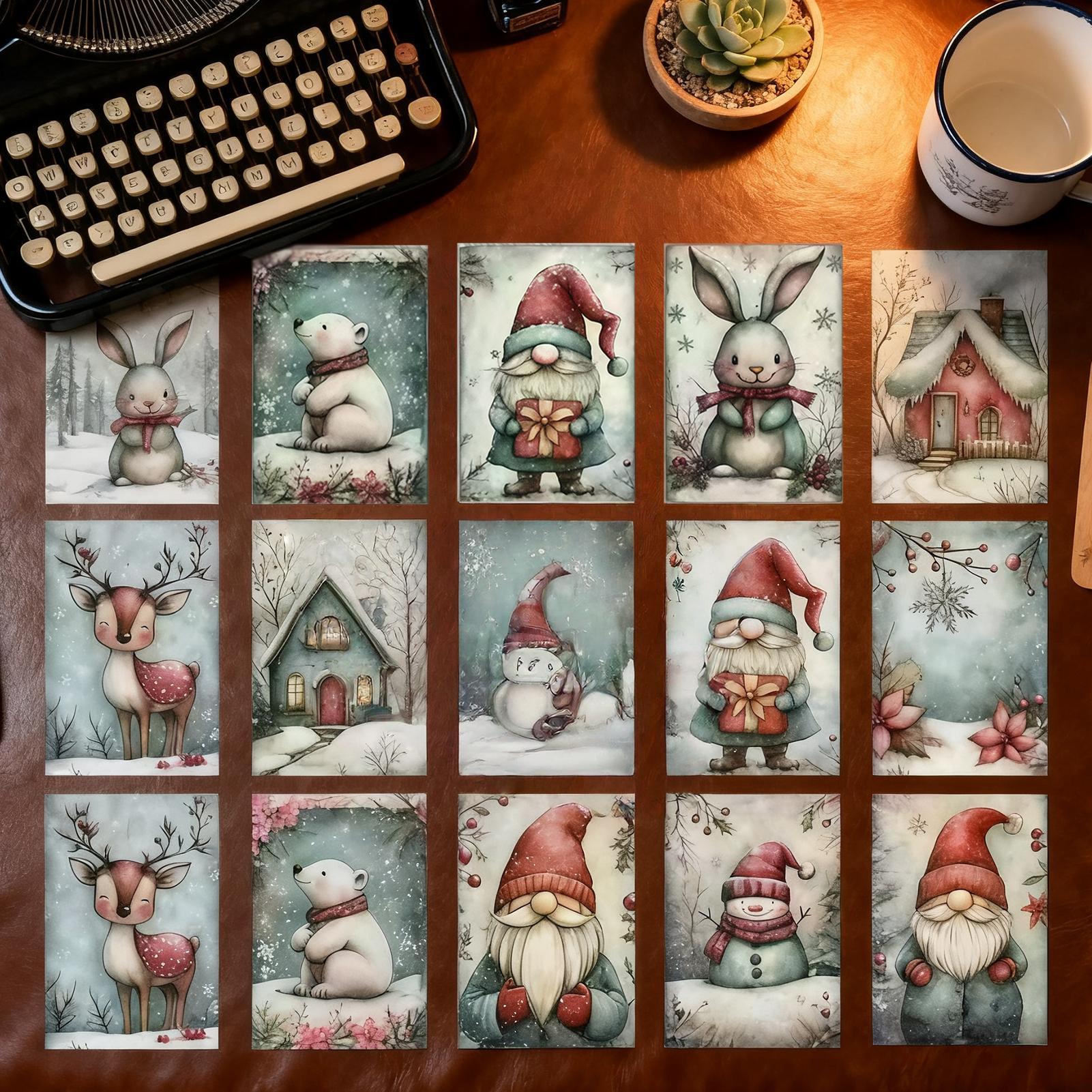 Collectible Vintage Greeting Cards - Christmas Greeting Card 20-Piece Collectible Snow