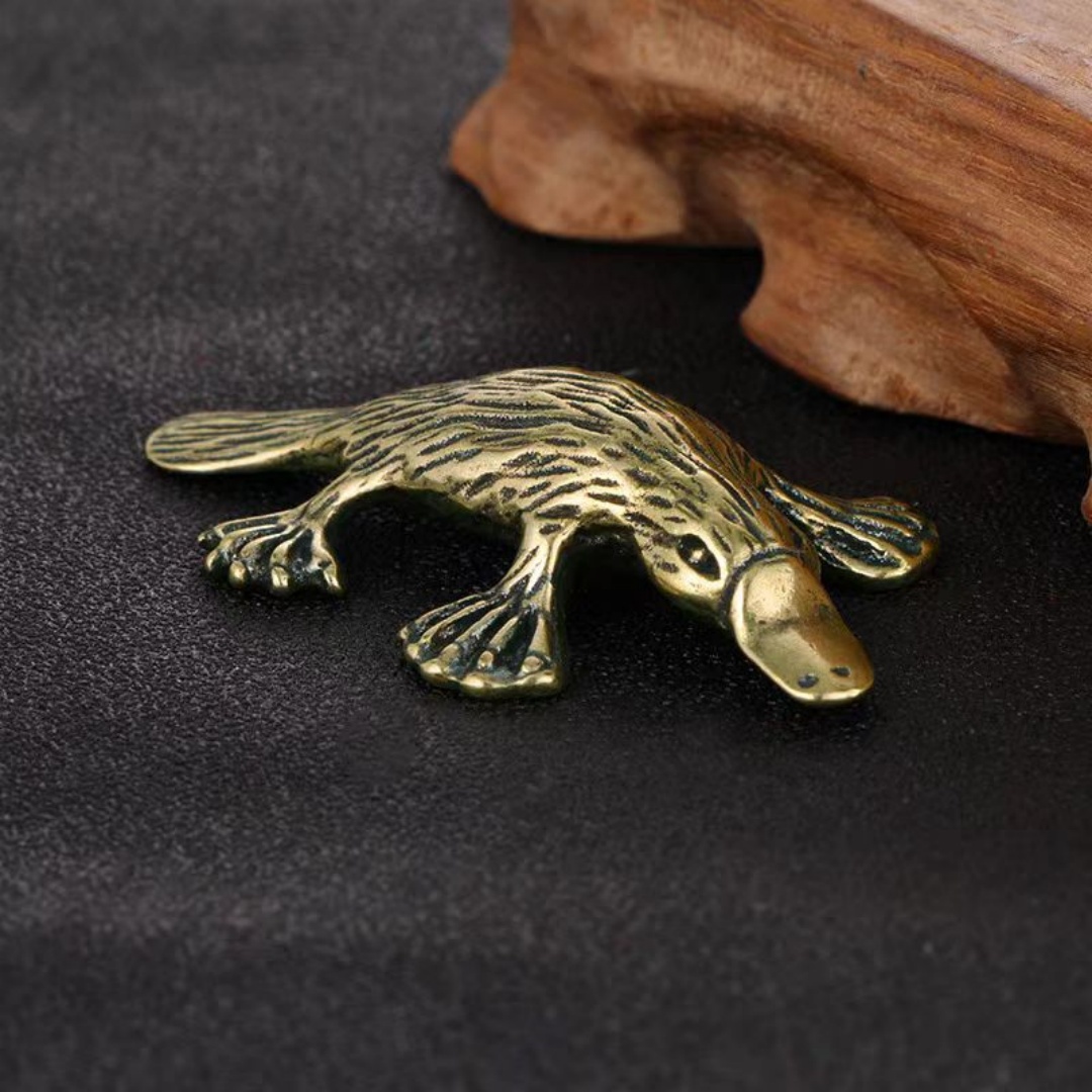 Vintage Collectible Ornaments - Vintage Brass Platypus Figurine Duckbill Ornament