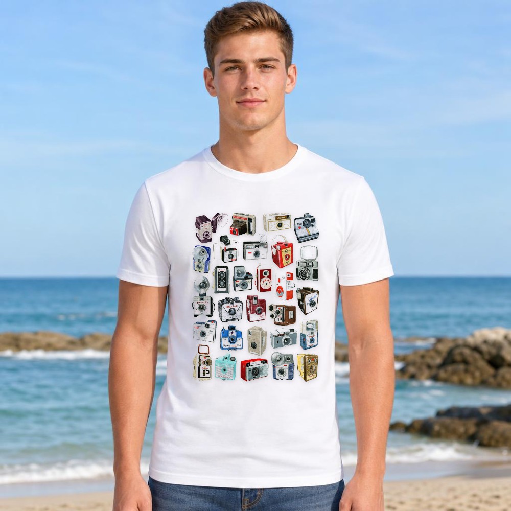 Collectible Vintage Cameras - Graphic Tee Men Vintage Camera Collection