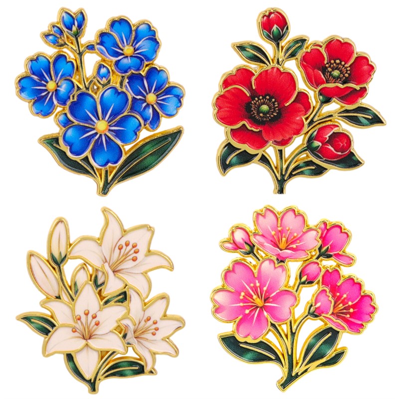 Vintage Items - Cute Vintage Colorful Floral Enamel Pin