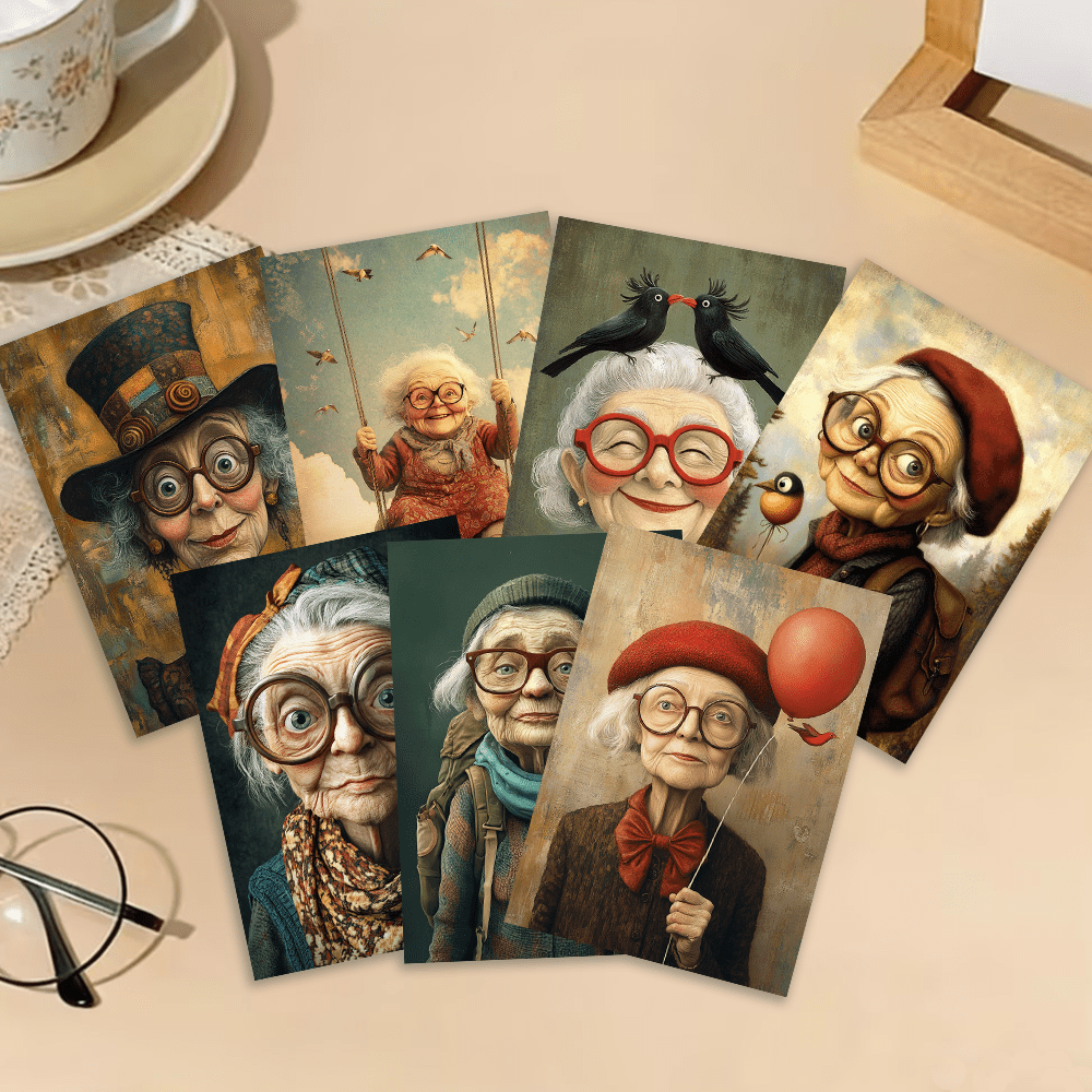 Collectible Vintage Greeting Cards - 32pcs, vintage cute elderly, postcards, decoration/greeting