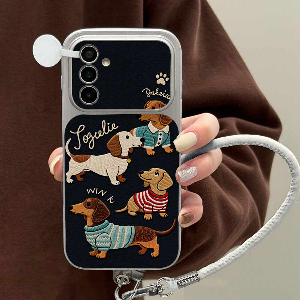Cartoon Dachshund Phone Case F - огляд і ціна Camera Leather Case